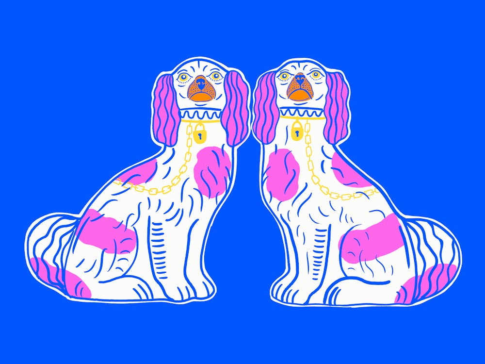 China Dog Pair Illustration