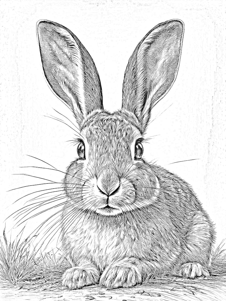 Rabbit In Pencil Black And White