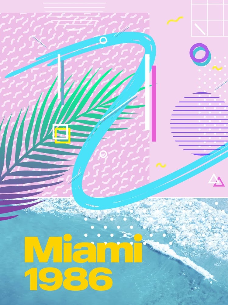 Retrowave: Miami 1986 [retrowave/vaporwave/synthwave] — aesthetic poster, retrowave poster, neon poster