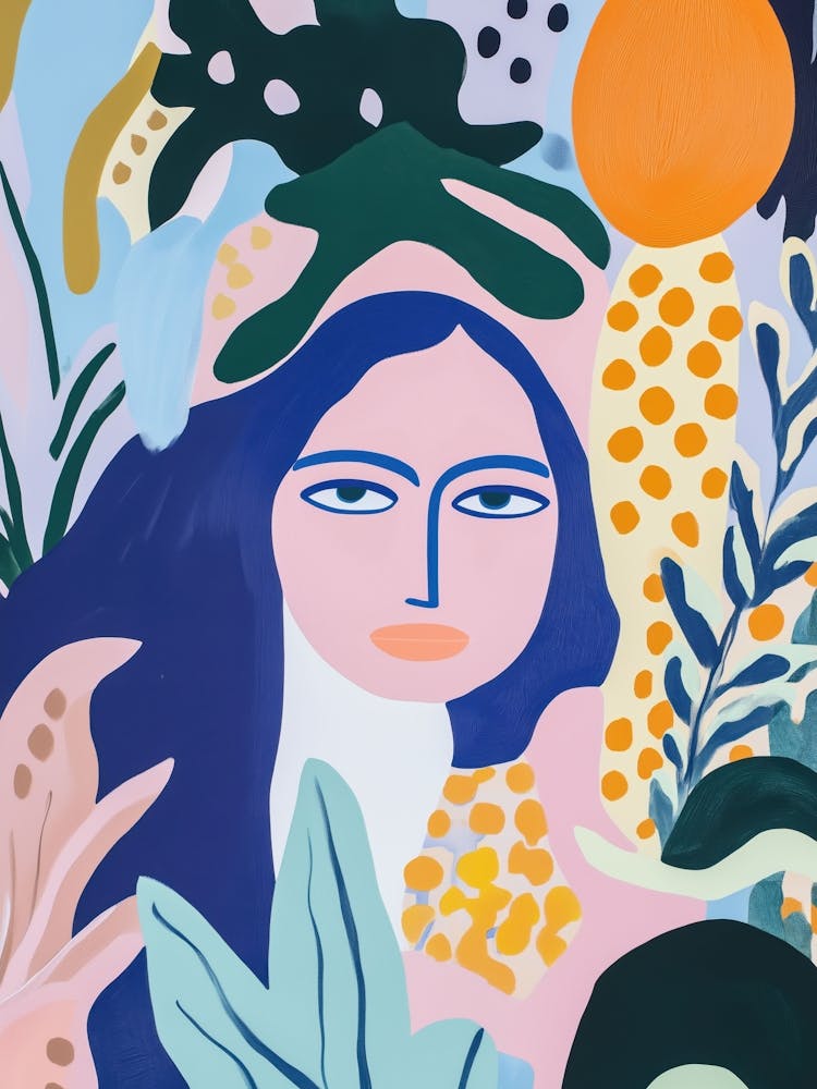 Abstract Blue Woman In A Garden