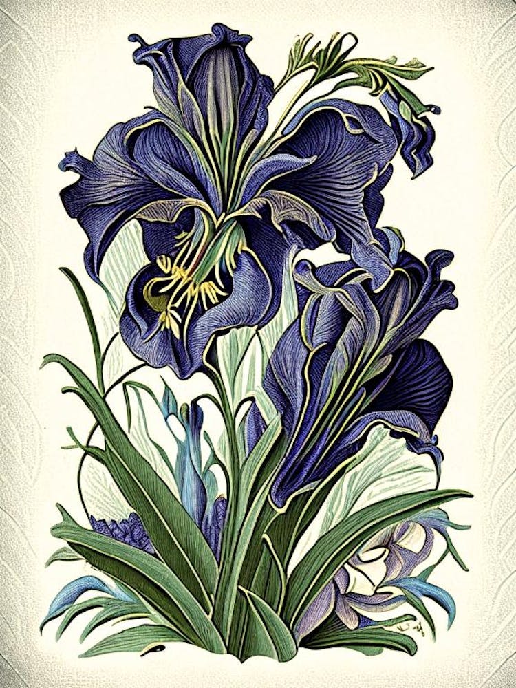 Iris Floral 2 Botanical Vintage Poster Flower