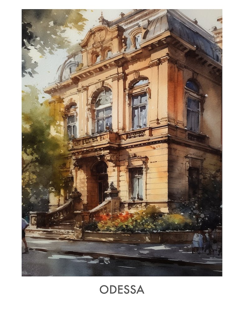 Odessa Watercolor 3travel Poster