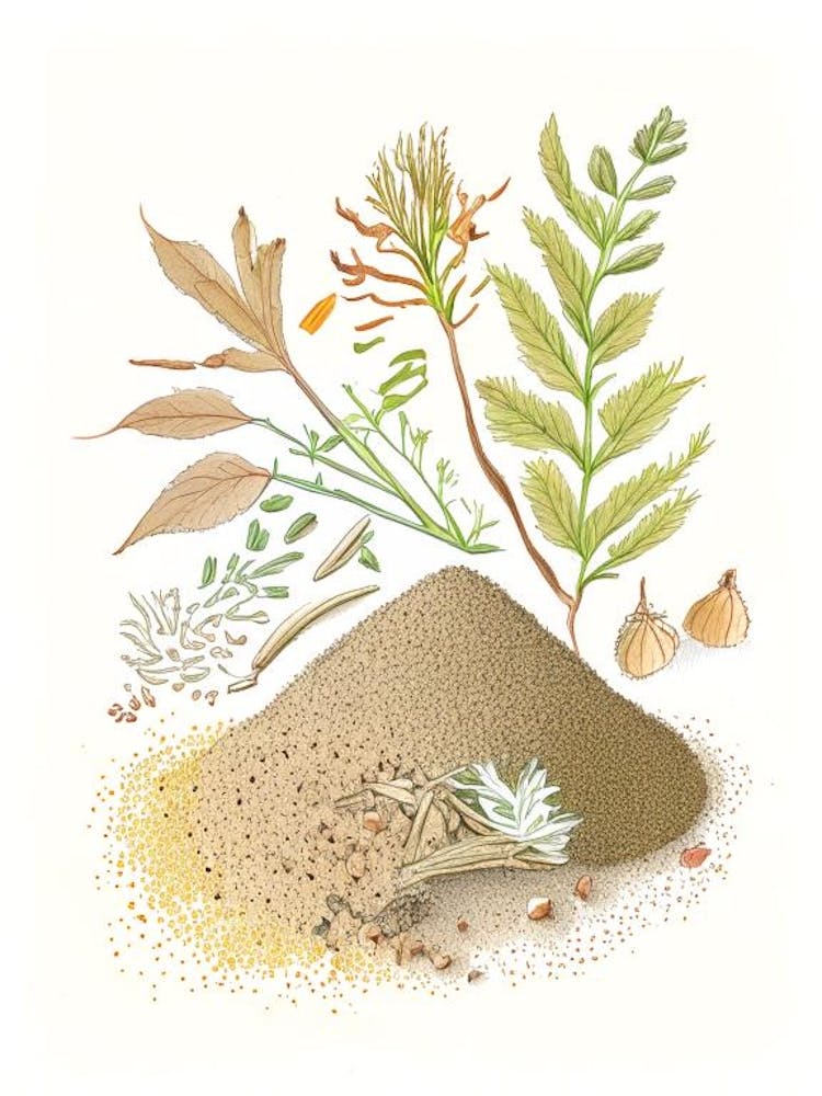 Gravel Root Spices And Herbs Pencil Illustration 1