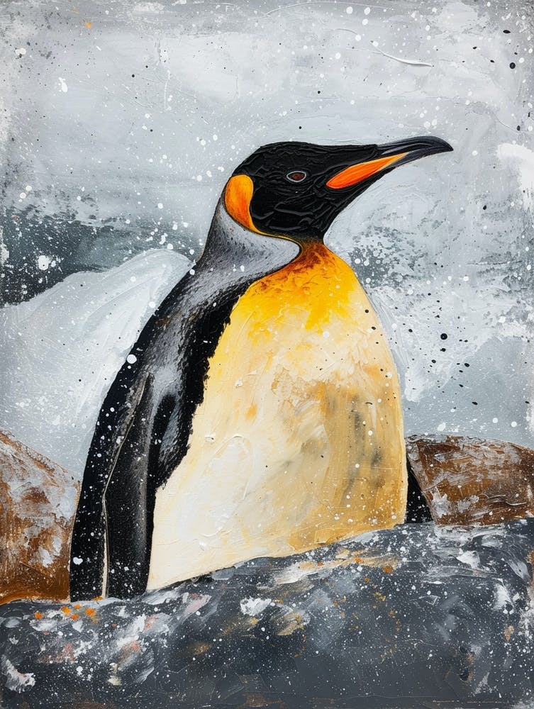 King Penguin Half Moon Island Colour Block Painting 3