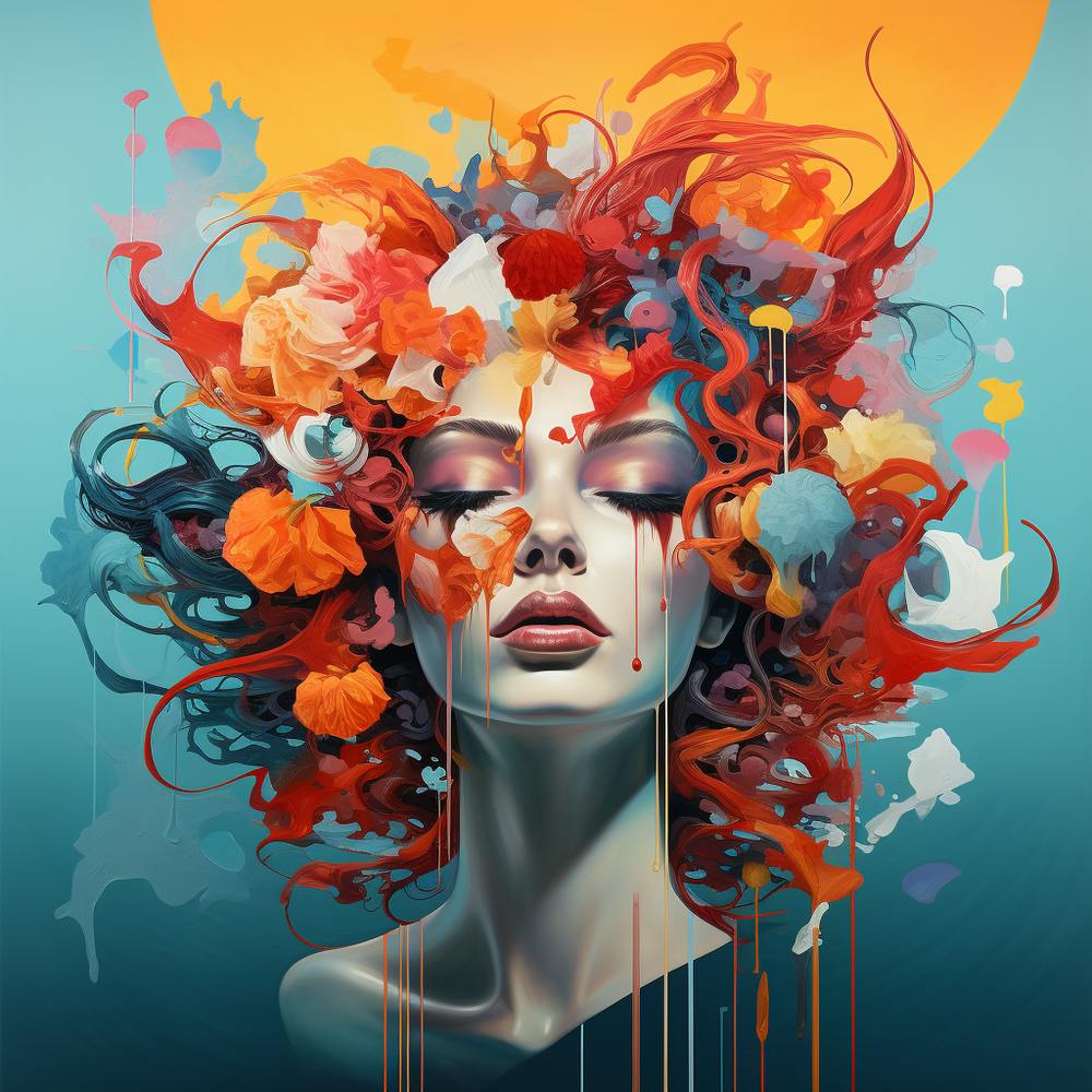 Woman With Colorful Hair 1