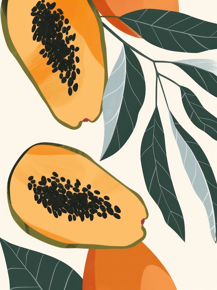 Papaya Close Up Illustration 4