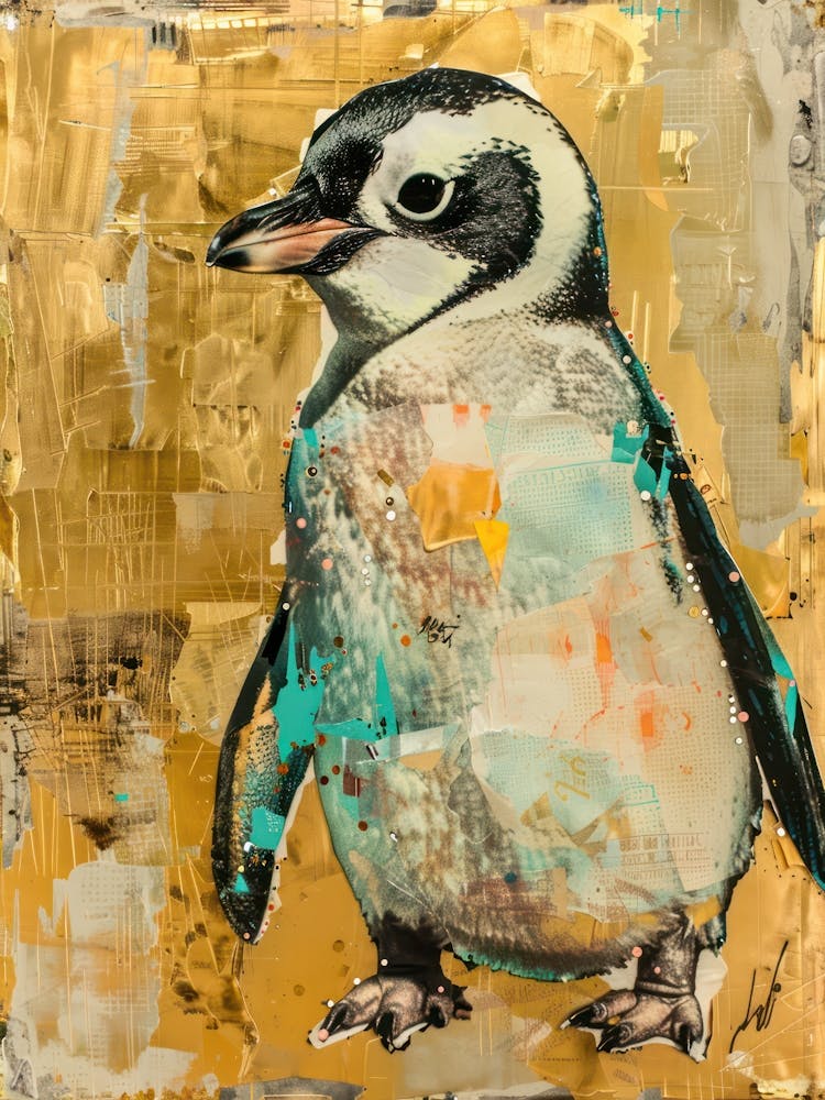 Penguin Chick Gold Effect Collage 3