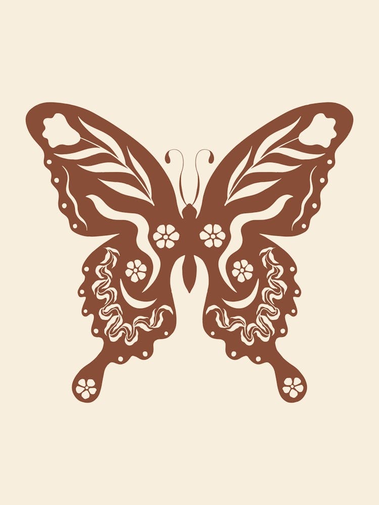 Folk Art Butterfly 03 - Red Brown