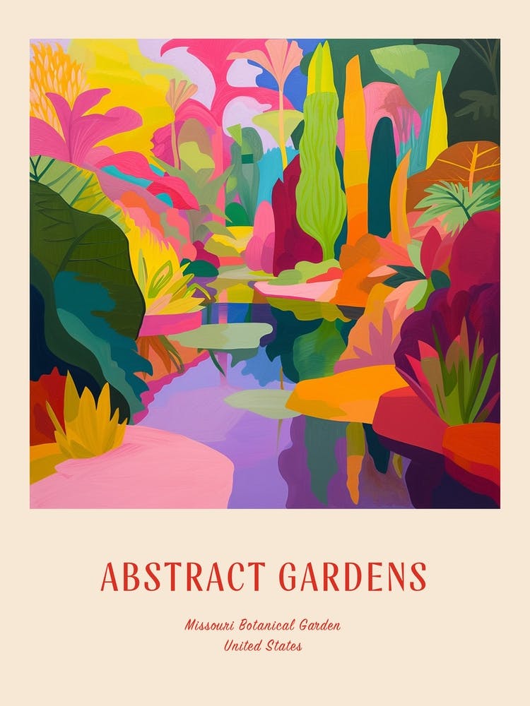 Colourful Gardens Missouri Botanical Garden Usa 3 Red Poster