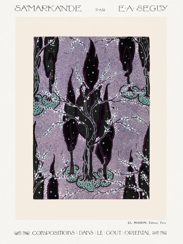 Tree Pochoir Pattern In Oriental Style 1, Eugène Séguy