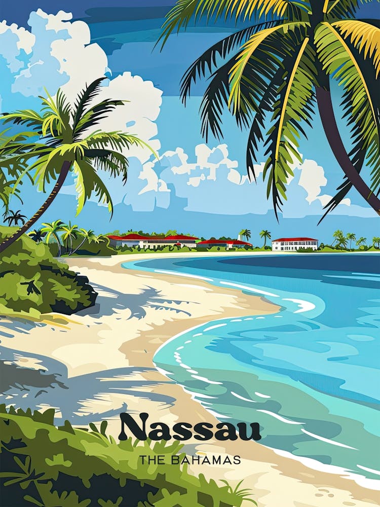 Nassau The Bahamas Island Digital Travel Illustration