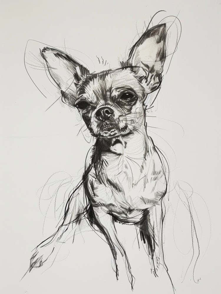 Chihuahua Dog Charcoal Line 2