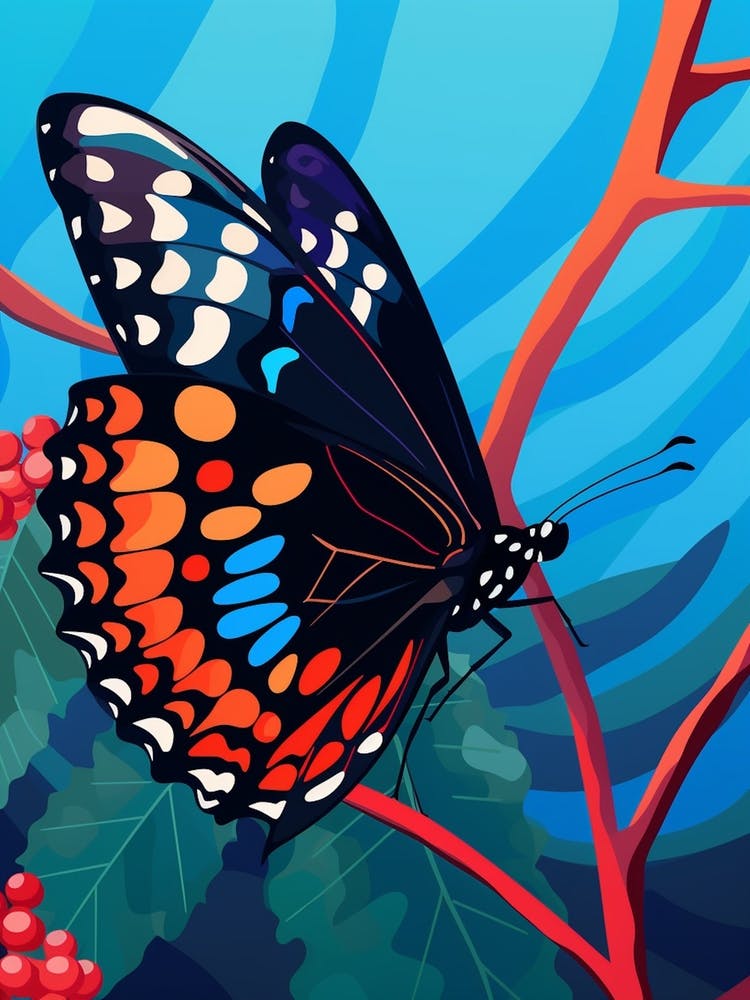 Pop Art Red Spotted Purple Butterfly  2