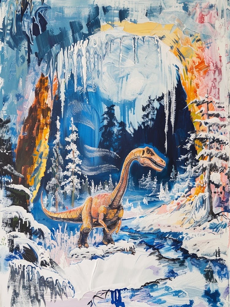 T Rex In Ice Cave Painting