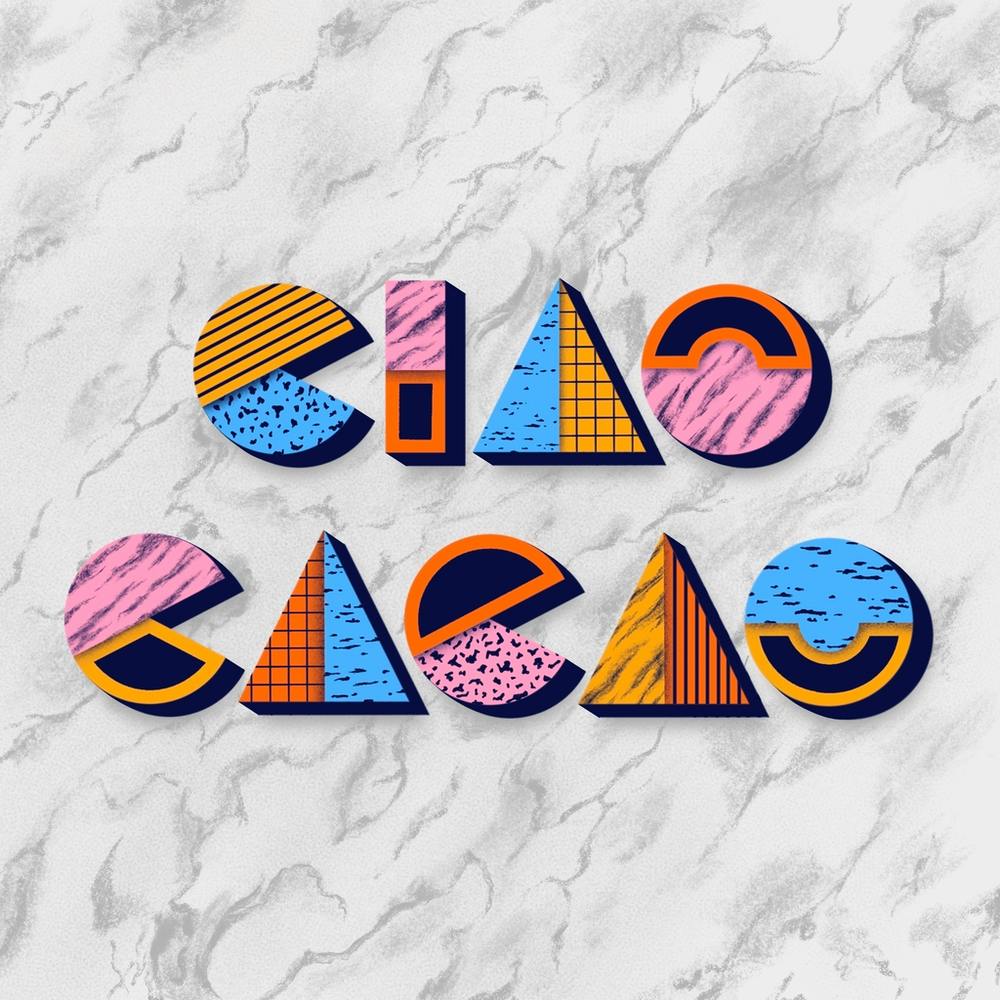 Chia Cacao 90s inspired colourful lettering