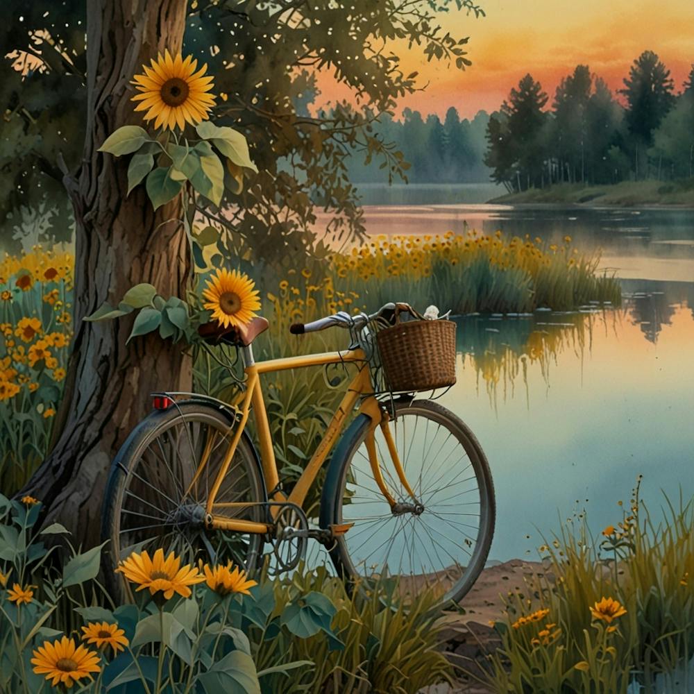 Sunflowers By The Lake