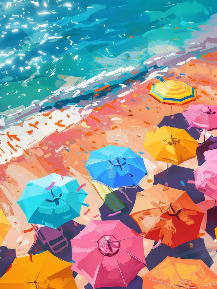 Colorful Umbrellas On The Beach 4