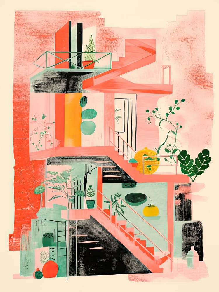 A House In Paris, Abstract Risograph Style 2