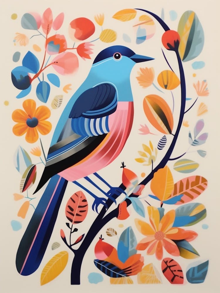 Colourful Scandi Bird Eastern Bluebird 1