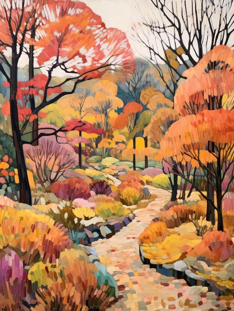 Autumn City Park Painting Royal Park Kyoto Japan 2