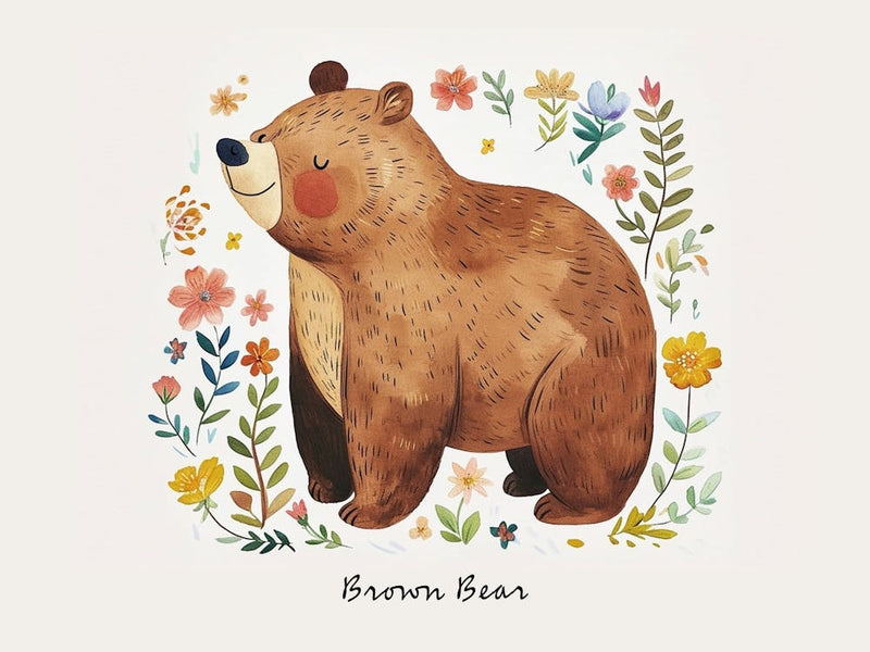 Little Floral Brown Bear 2 Poster