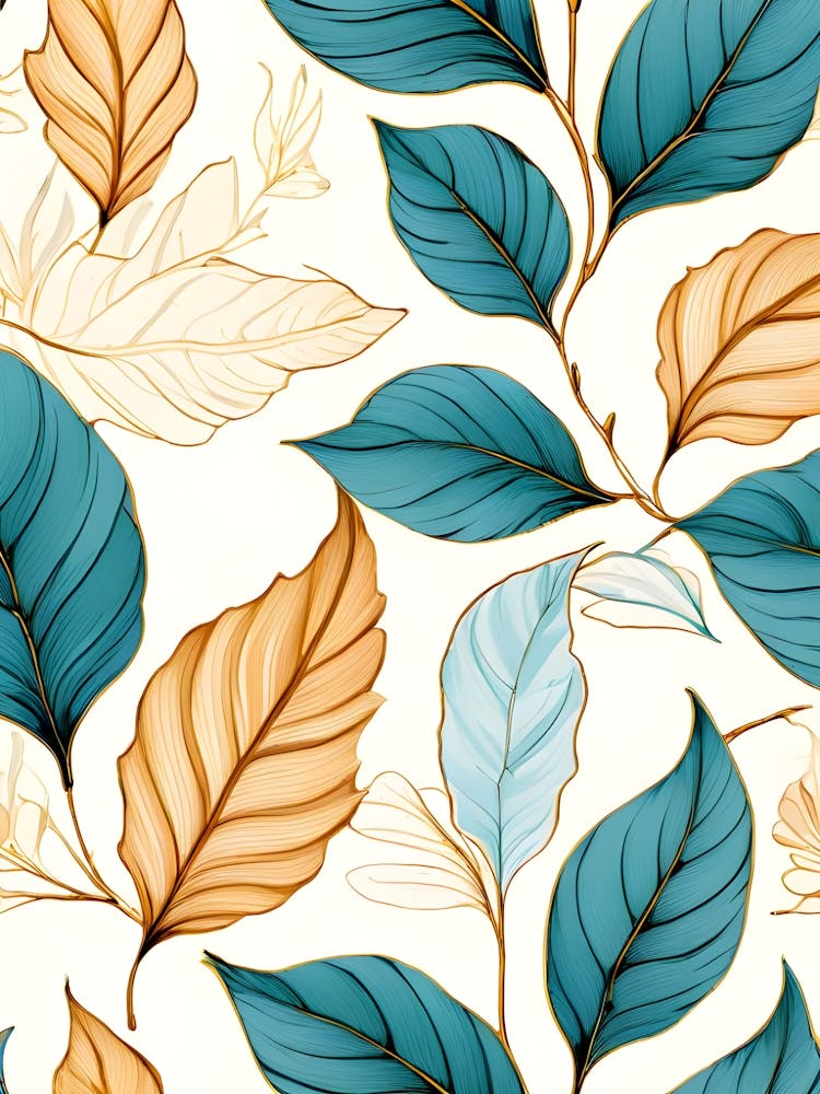 Seamless Pattern With Colorful Leaves 1