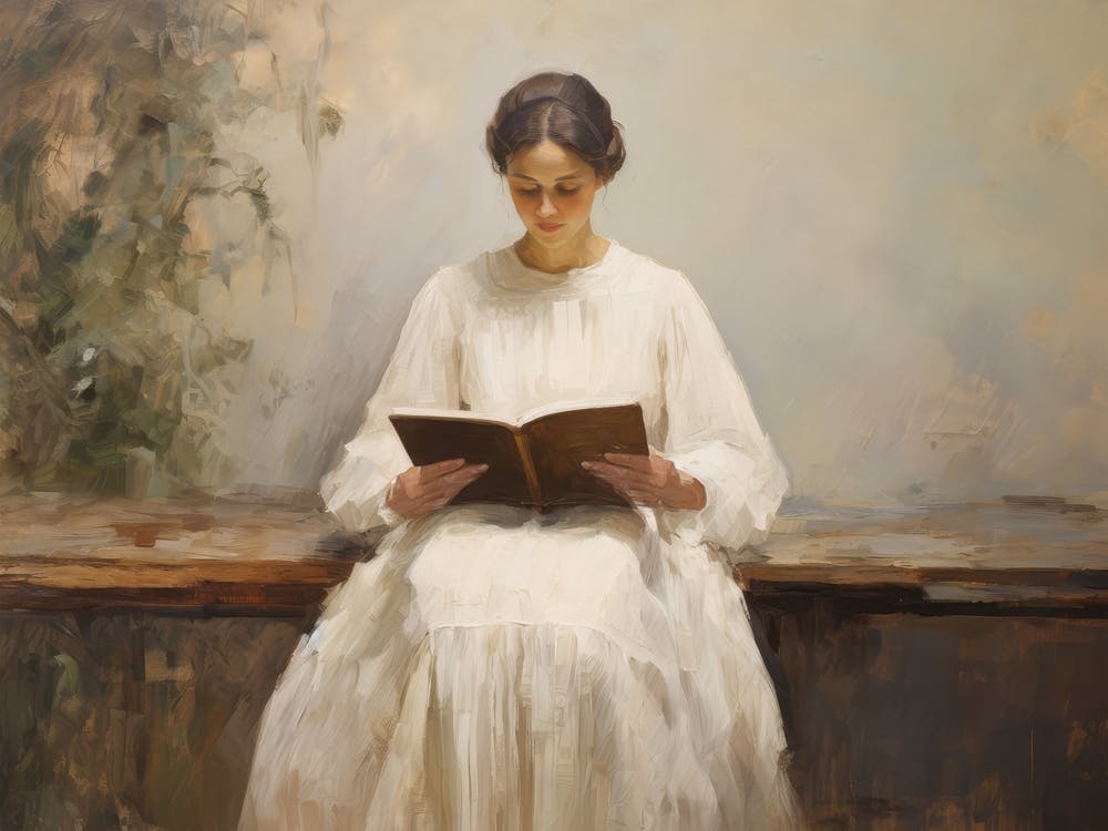 Book Reading Painting
