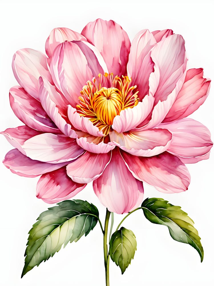 Peinture Aquarelle Pivoine Rose 1