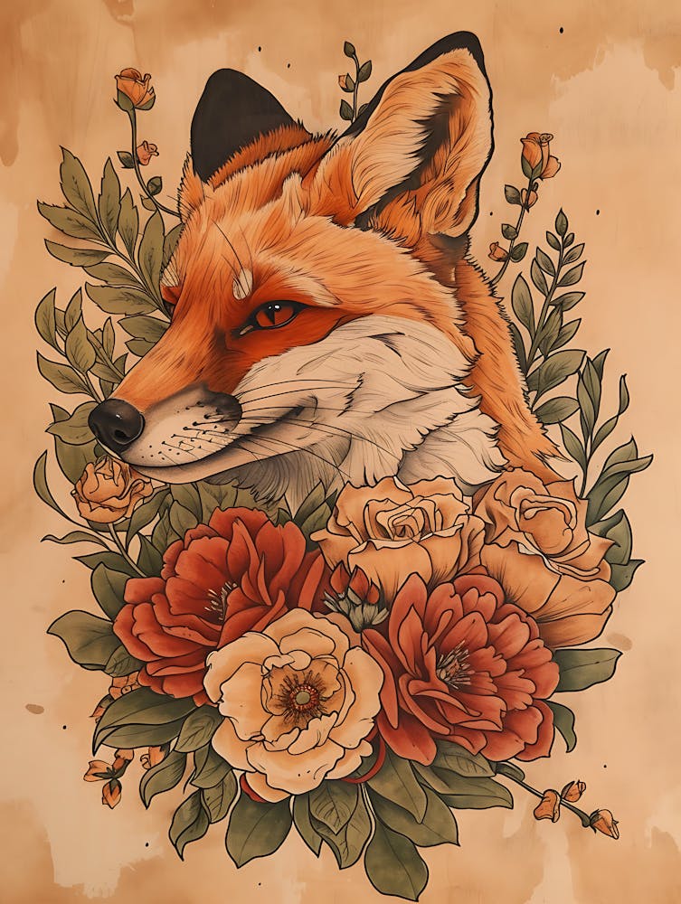 Amazing Red Fox With Flowers 25