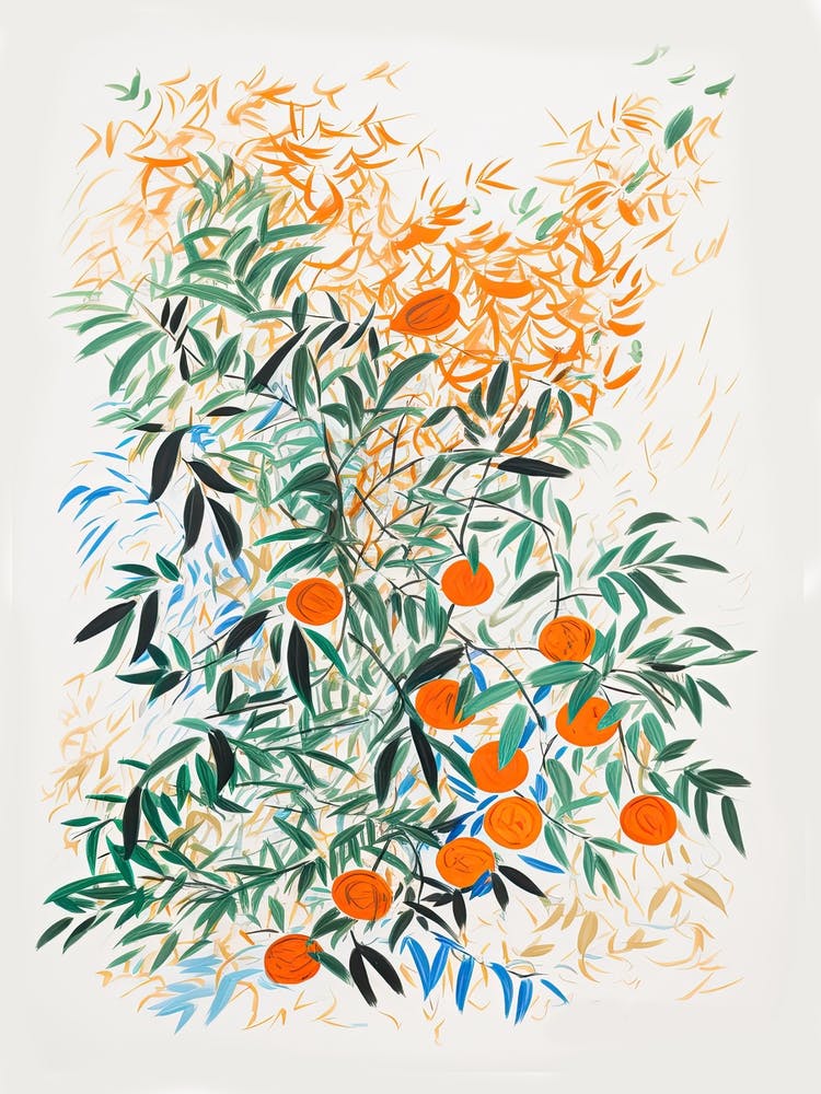 Tangerine Fruit Drawing 4