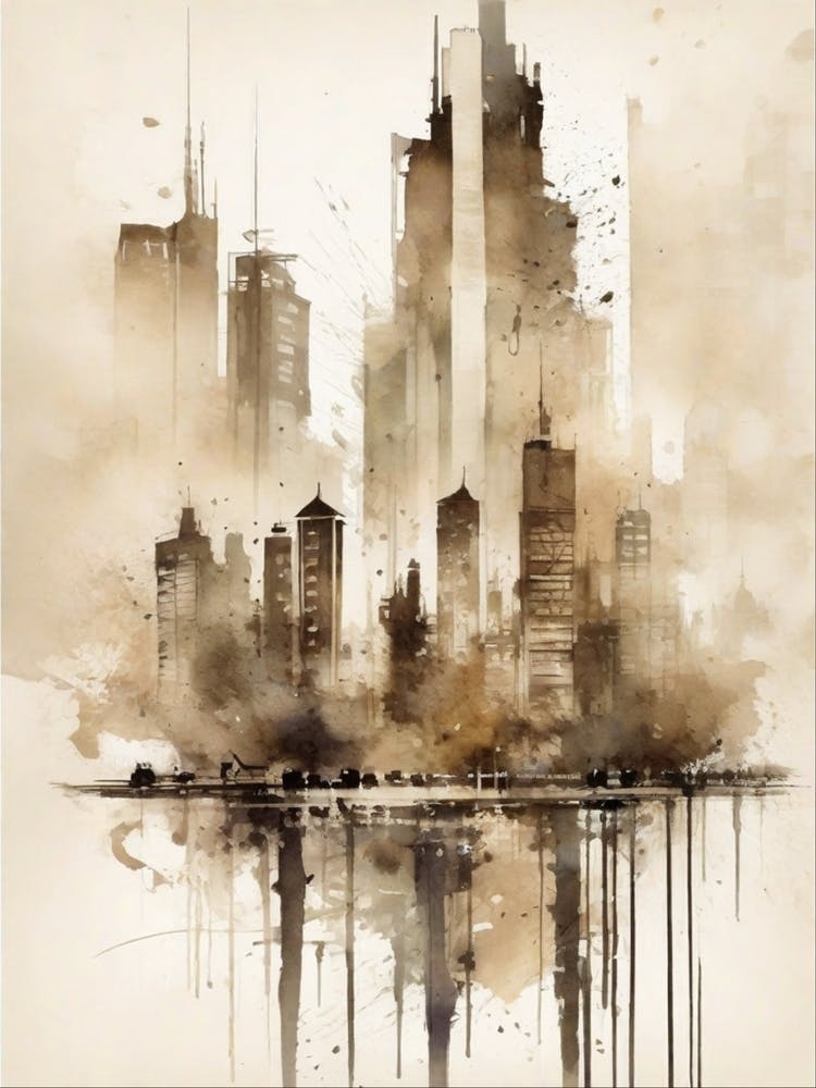 Aquarelle Urbaine | Art de Paysage Urbain, Ville Abstraite, Aquarelle Urbaine, Art Moderne, Peinture Aquarelle, Horizon Urbain, Œuvre d'Art, Décoration Intérieure, Design Contemporain, Art Urbain, Décor Aquarelle, Vie Urbaine