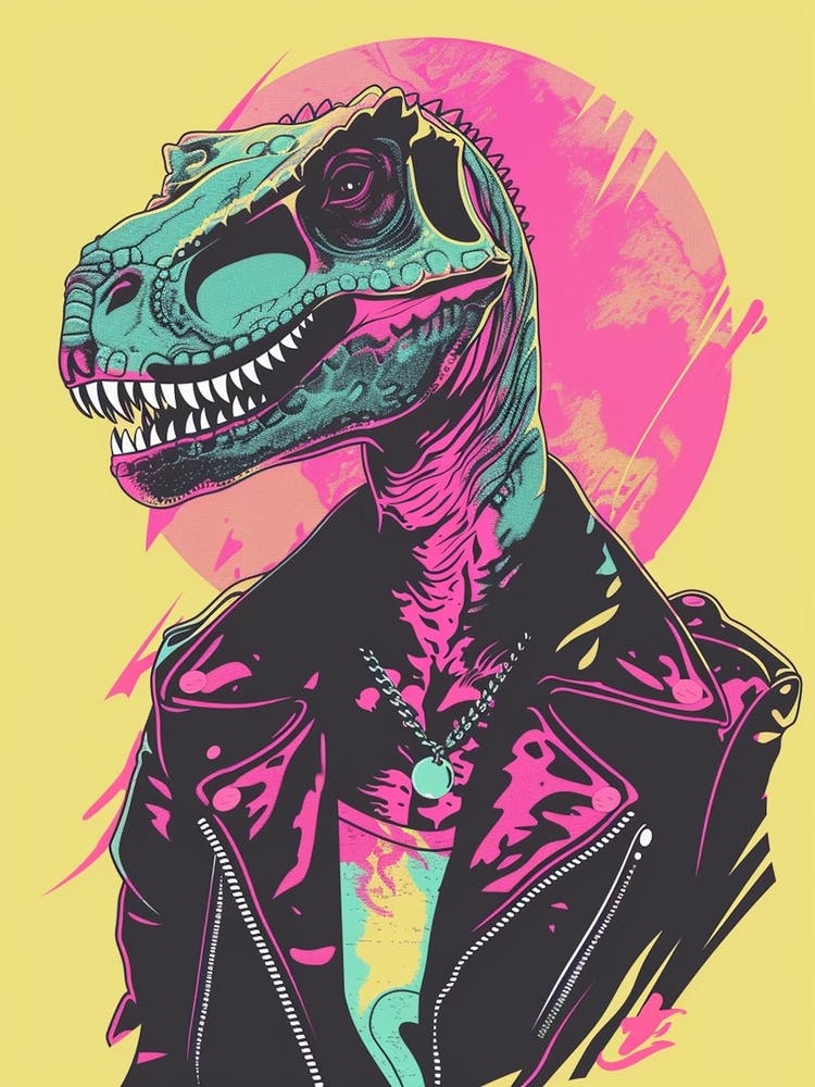 Punk Dinosaur Yellow & Pink