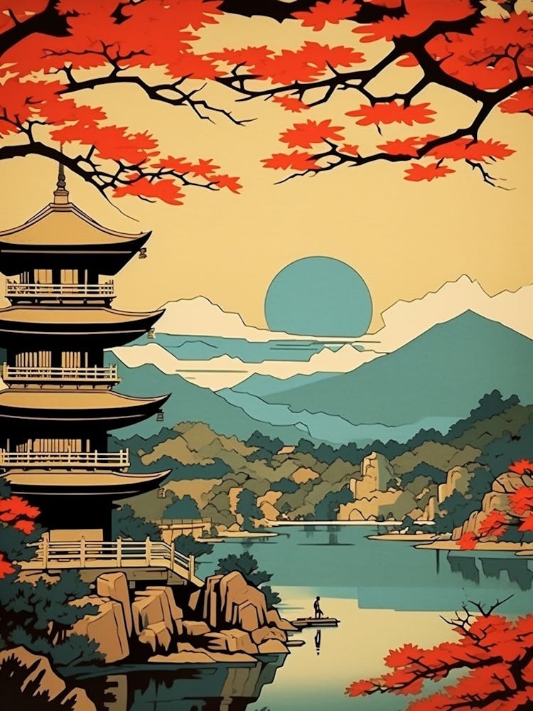 Miyajima Island Japan Vintage Travel Art 1