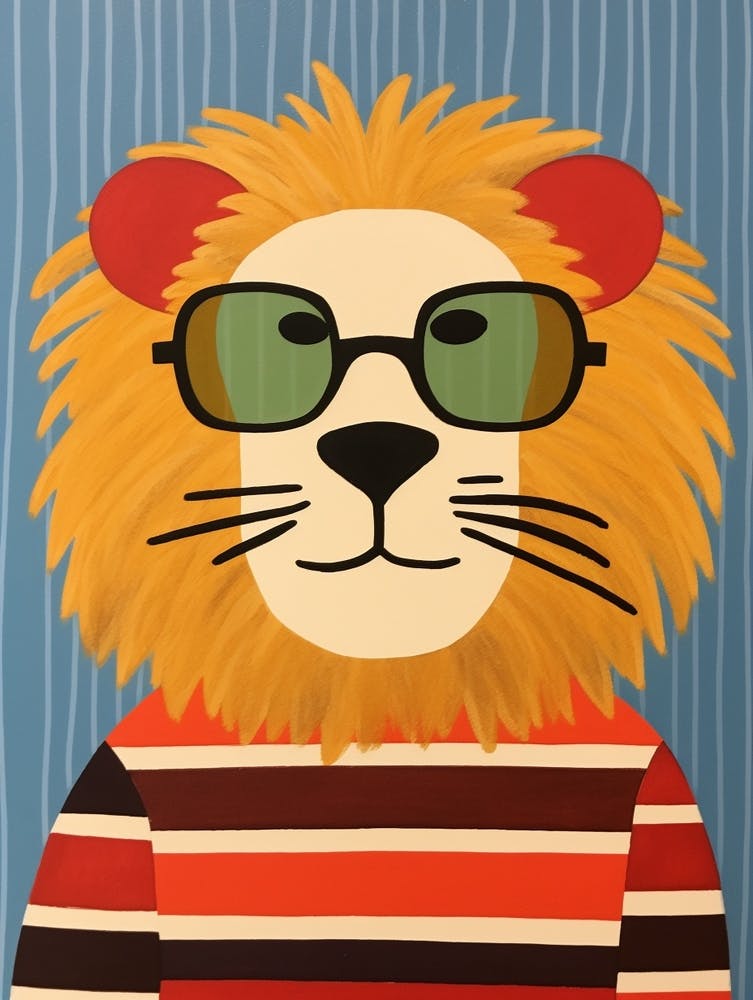 Petit Lion 4 Portant des Lunettes de Soleil