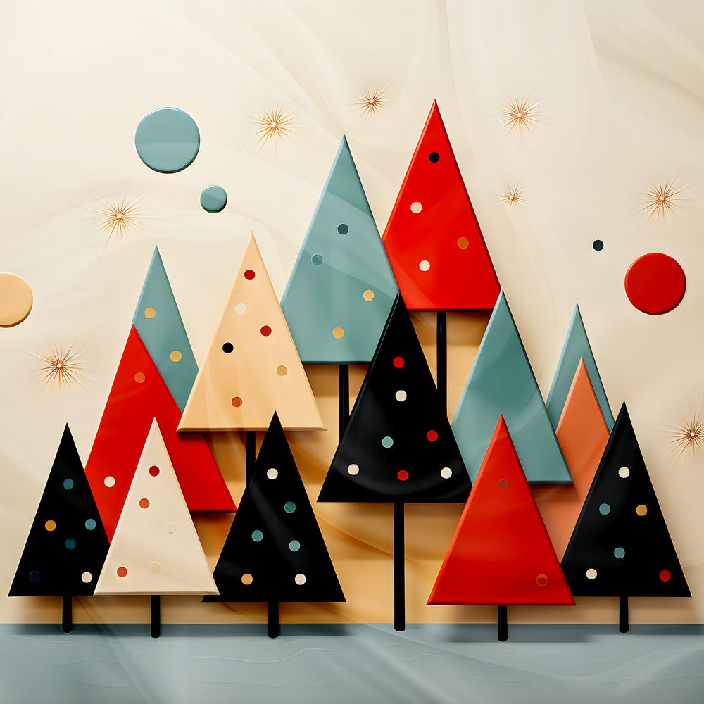 Abstract Christmas Tree In Festive Colors