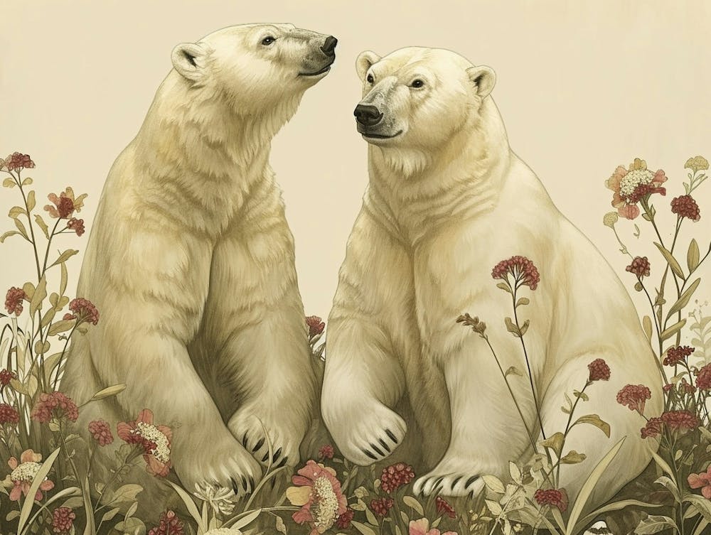 Floral Animal Illustration Polar Bear 4