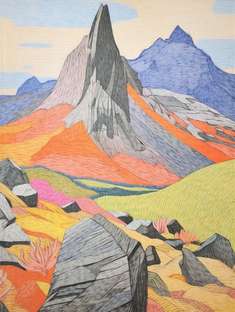 Tryfan Wales 2 Colourful Mountain Illustration