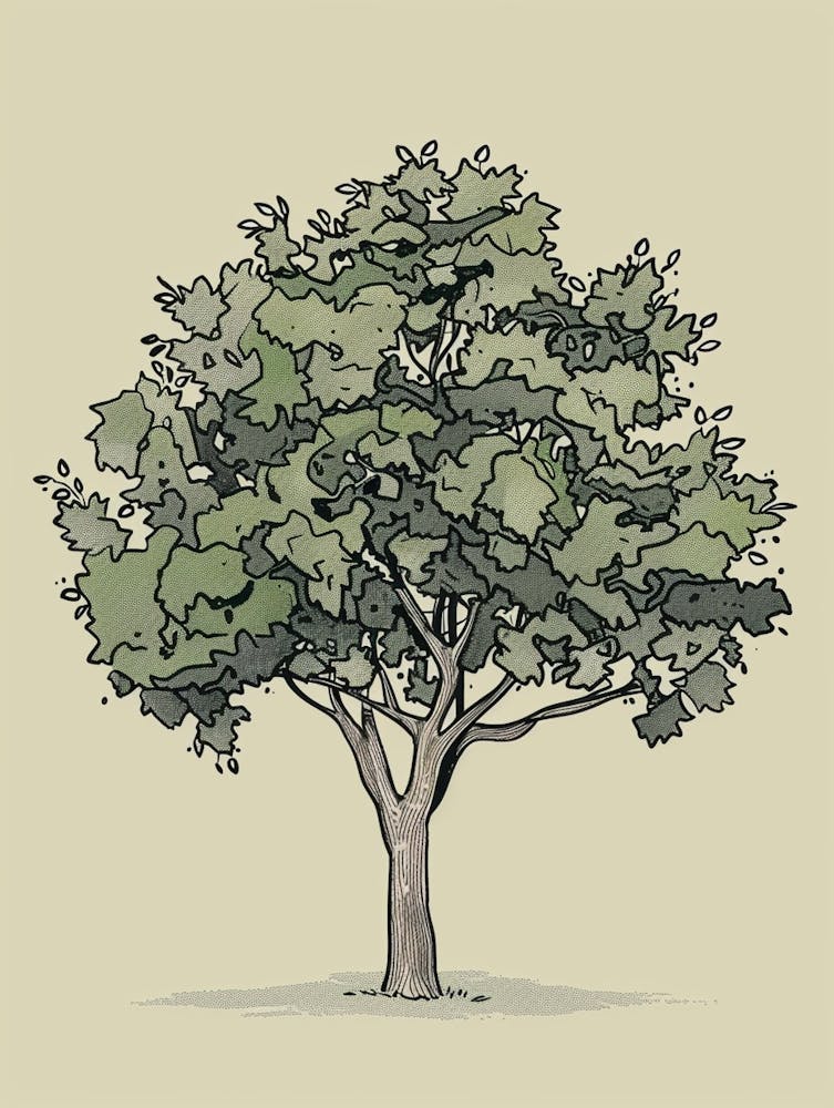 Walnut Tree Minimalistic Drawing 2