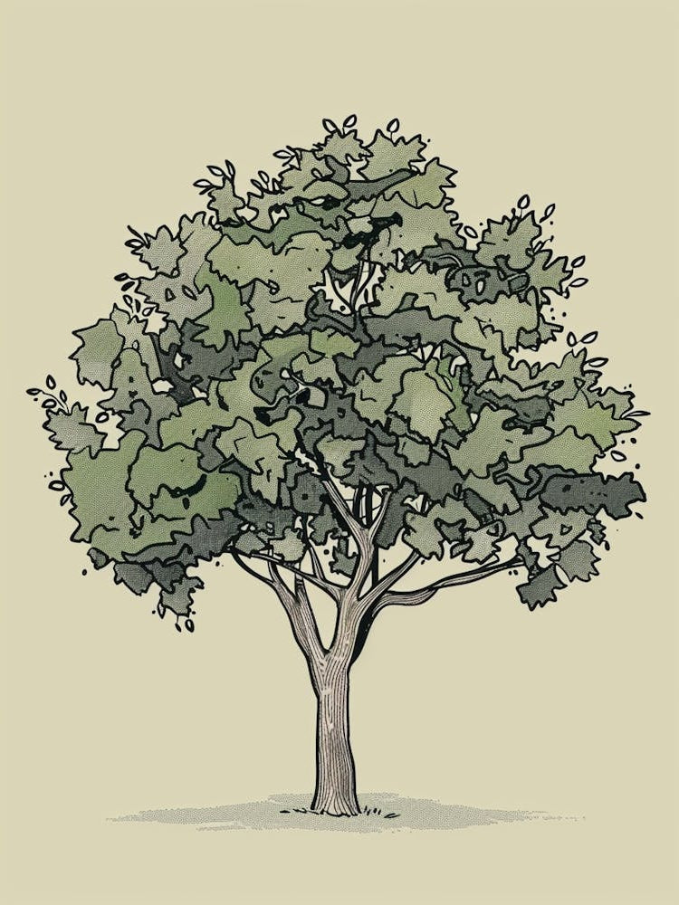 Walnut Tree Minimalistic Drawing 2