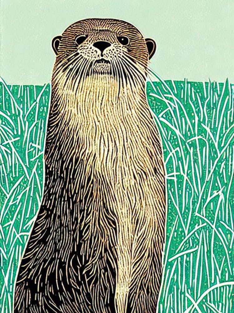 River Otter II Linocut