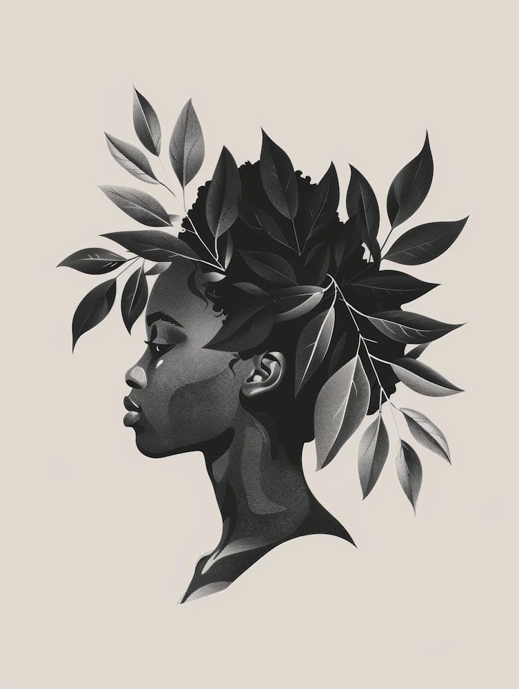 African Woman With Leaves In Her Hair 1