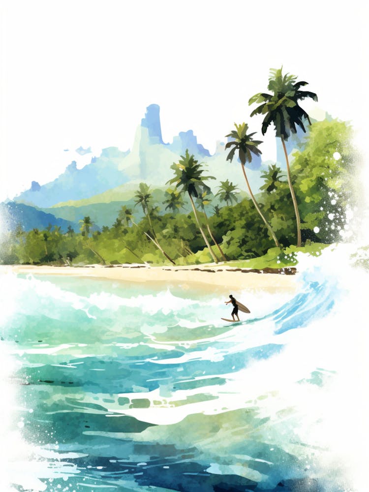 Surfing In A Wave On Anse Lazio, Praslin Seychelles 3