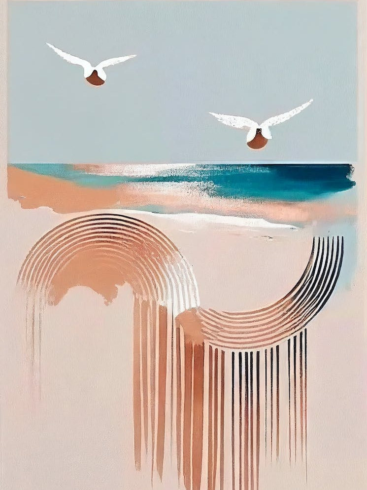From Birds And Cricles - Abstract Minimal Boho Beach