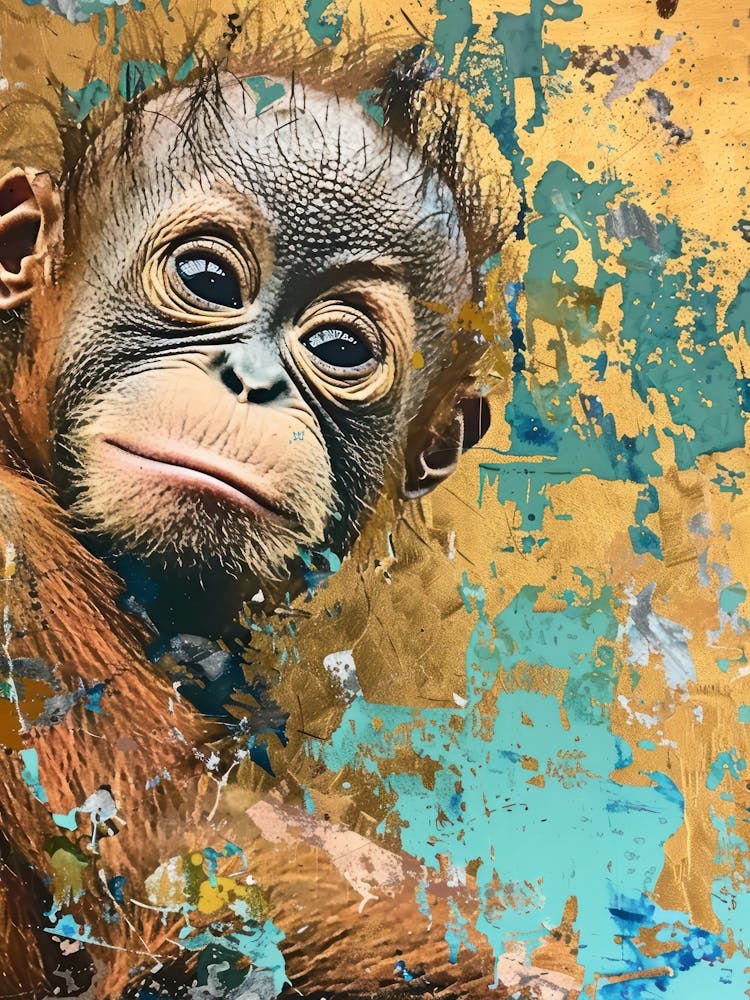Baby Orangutan Gold Effect Collage 3