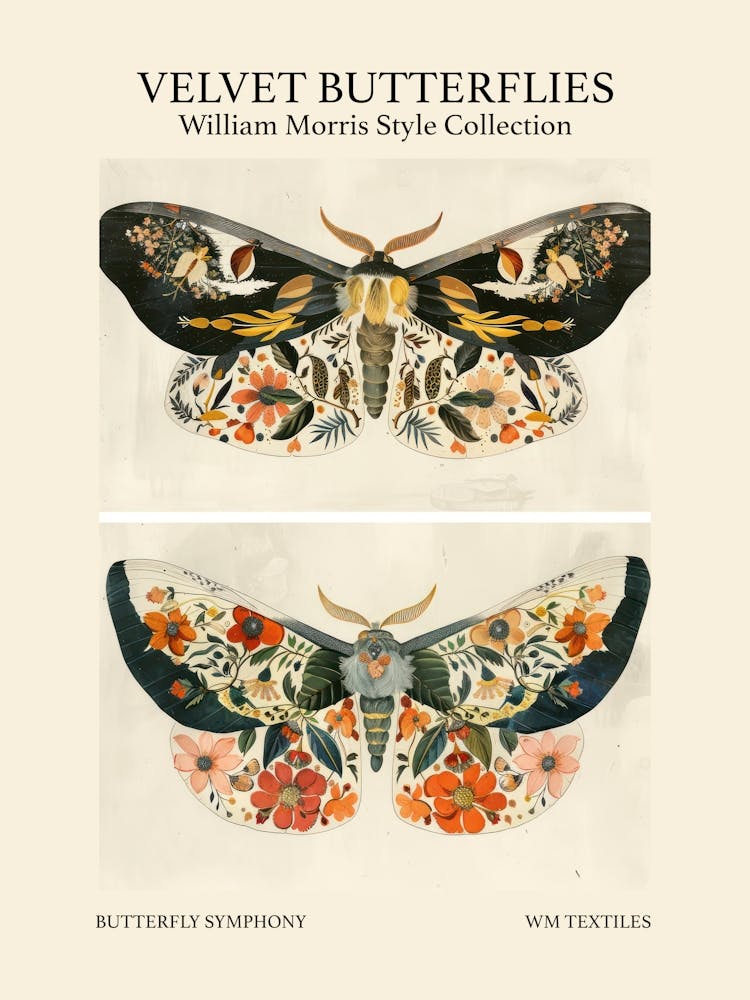 Velvet Butterflies Collection Butterfly Symphony William Morris Style 6