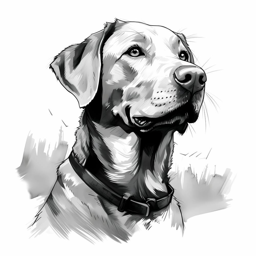 Black and White Labrador drawing 1