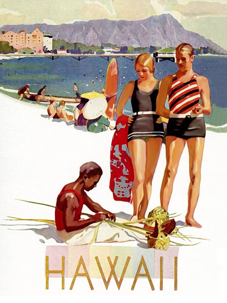 Hawaii Couple On A Stroll And A Local Craftsmen