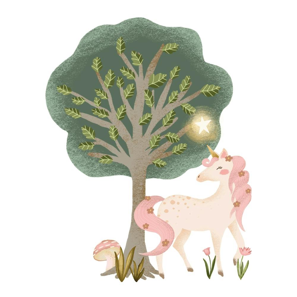 Soft pink unicorn baby girl nursery art print