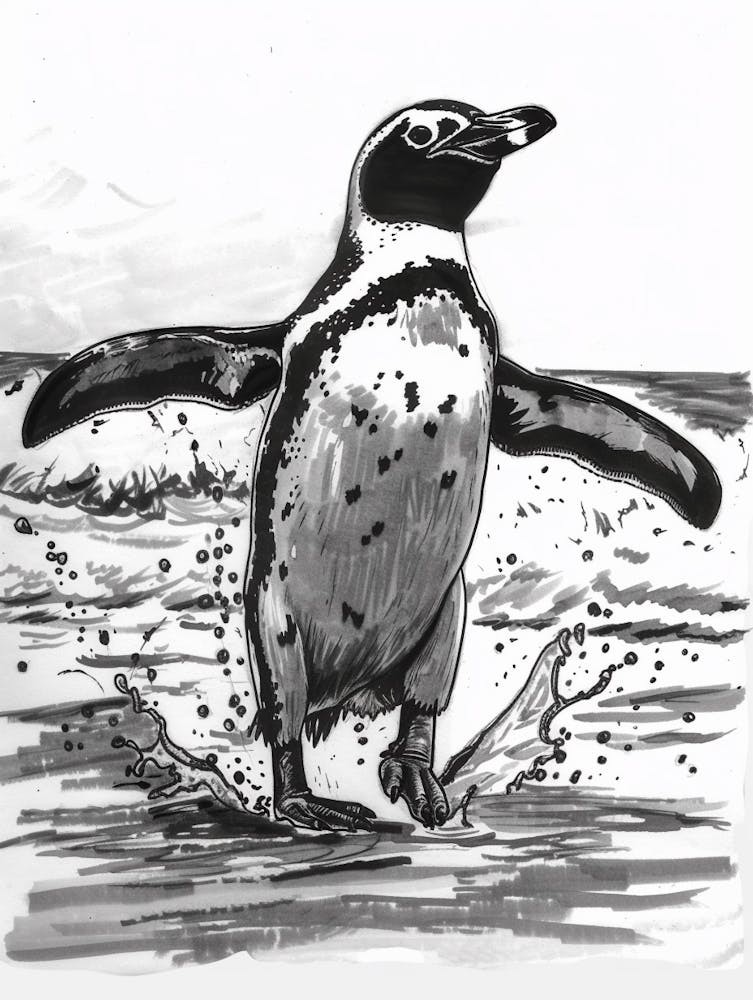 African Penguin Hauling Out Of The Water 1