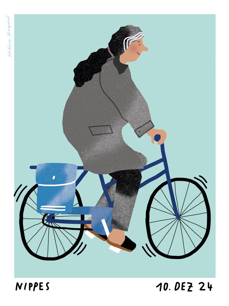 People Woman Bike Print